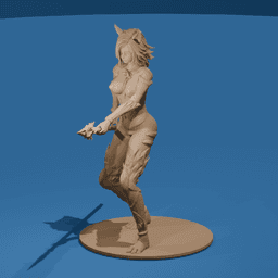 Anthro Fox Girl Warrior Spear-Wielding Furry Fantasy STL 3d model