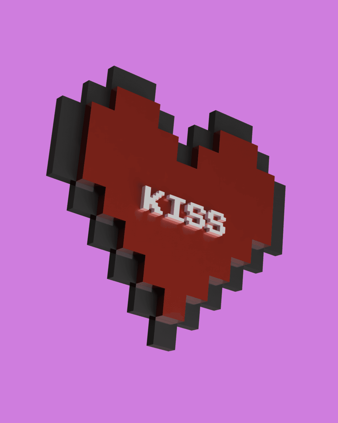 Heart pixelated - Kiss 3d model
