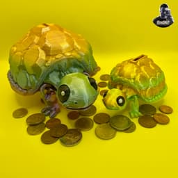 Cute Turtle Piggy Bank - Money Box - No Supports - Flexi - almost Print in Place 3d model