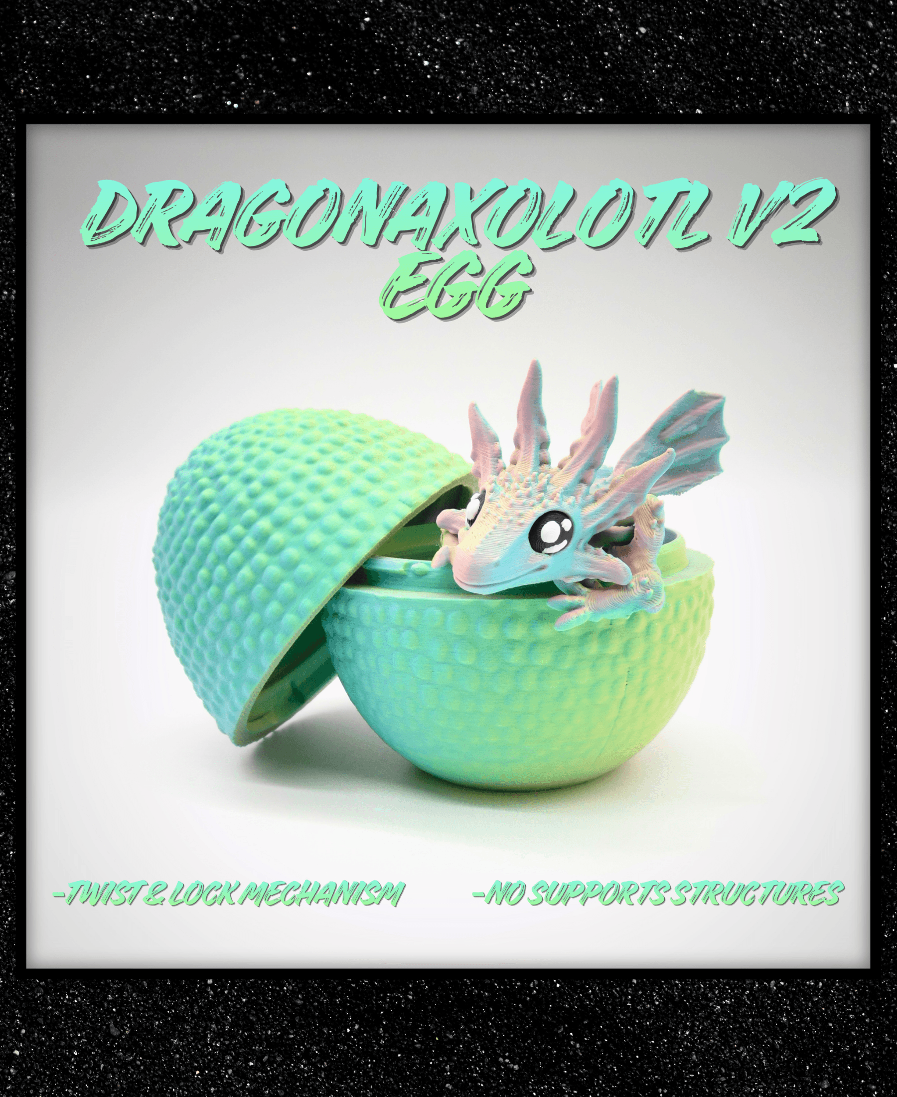 Dragon Axolotl V2 Egg - Twist & lock - No supports 3d model