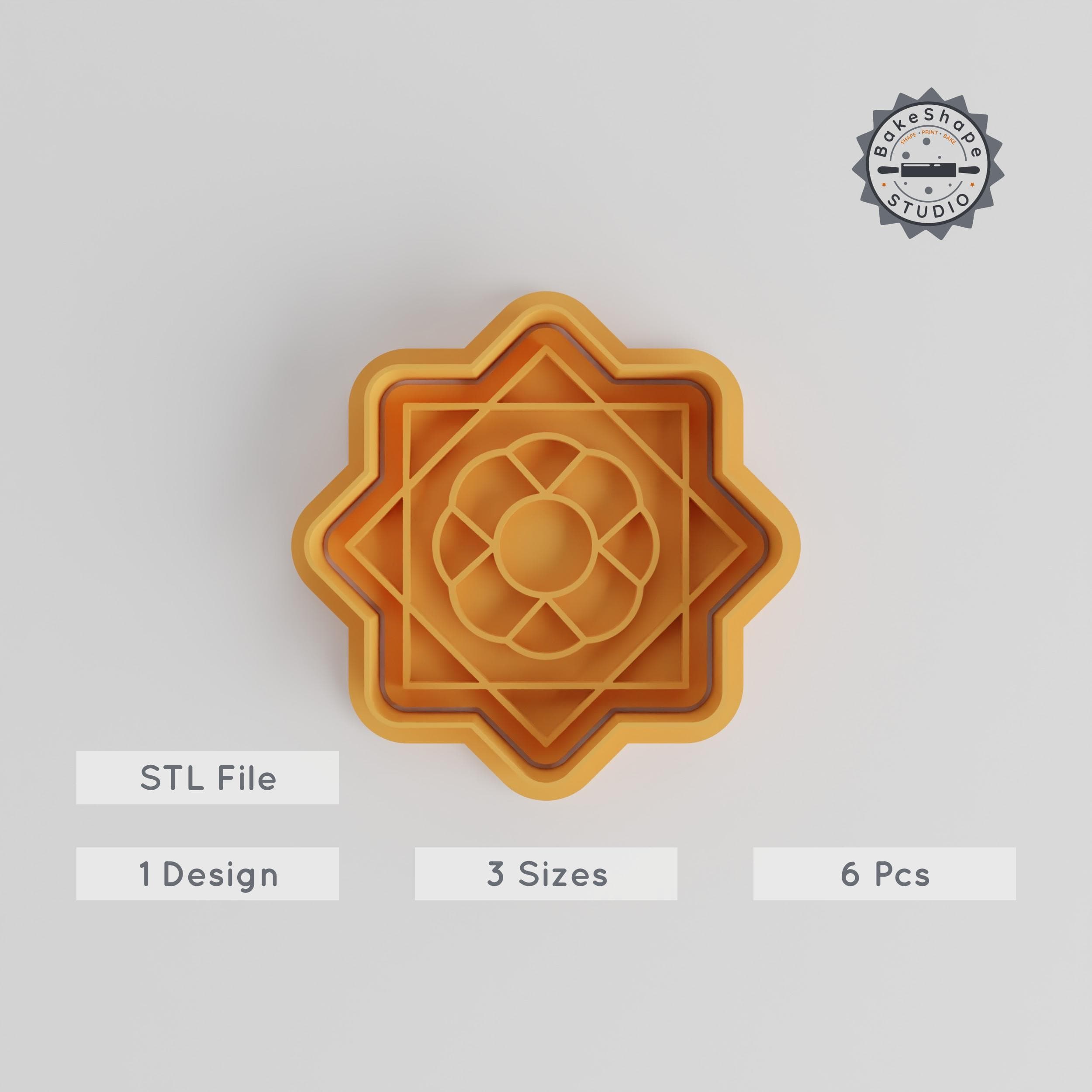 Mandala Shape Cutter & Stamp Set, Perfect for Cookies & Fondant, Includes 3 Sizes S/M/L, Geometric Pattern, Artful Design PRODUCT_5155 3d model