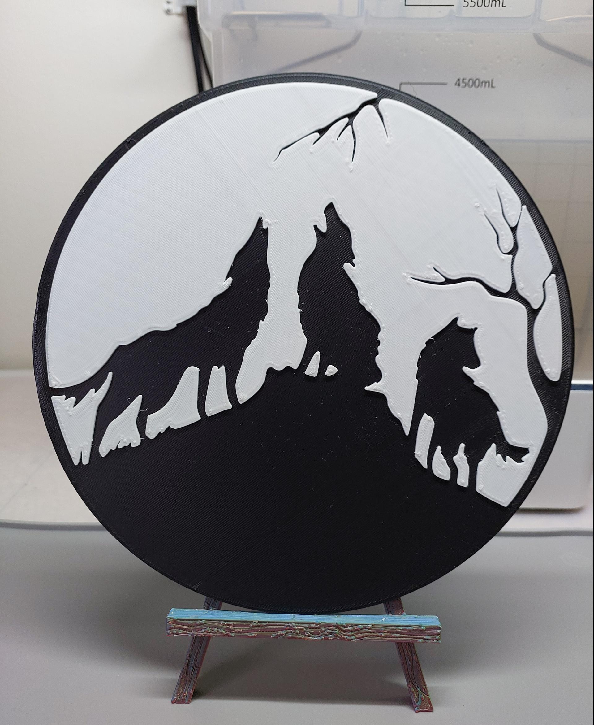 3 Wolves Howling to the Moon 3d model