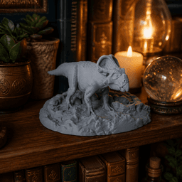 Horned Dinosaur Sculpture - Prehistoric Figure Decor 3d model