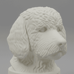 Barbet Dog Bust with Nameplate - 3D Printable Pet Memorial Statue 3d model