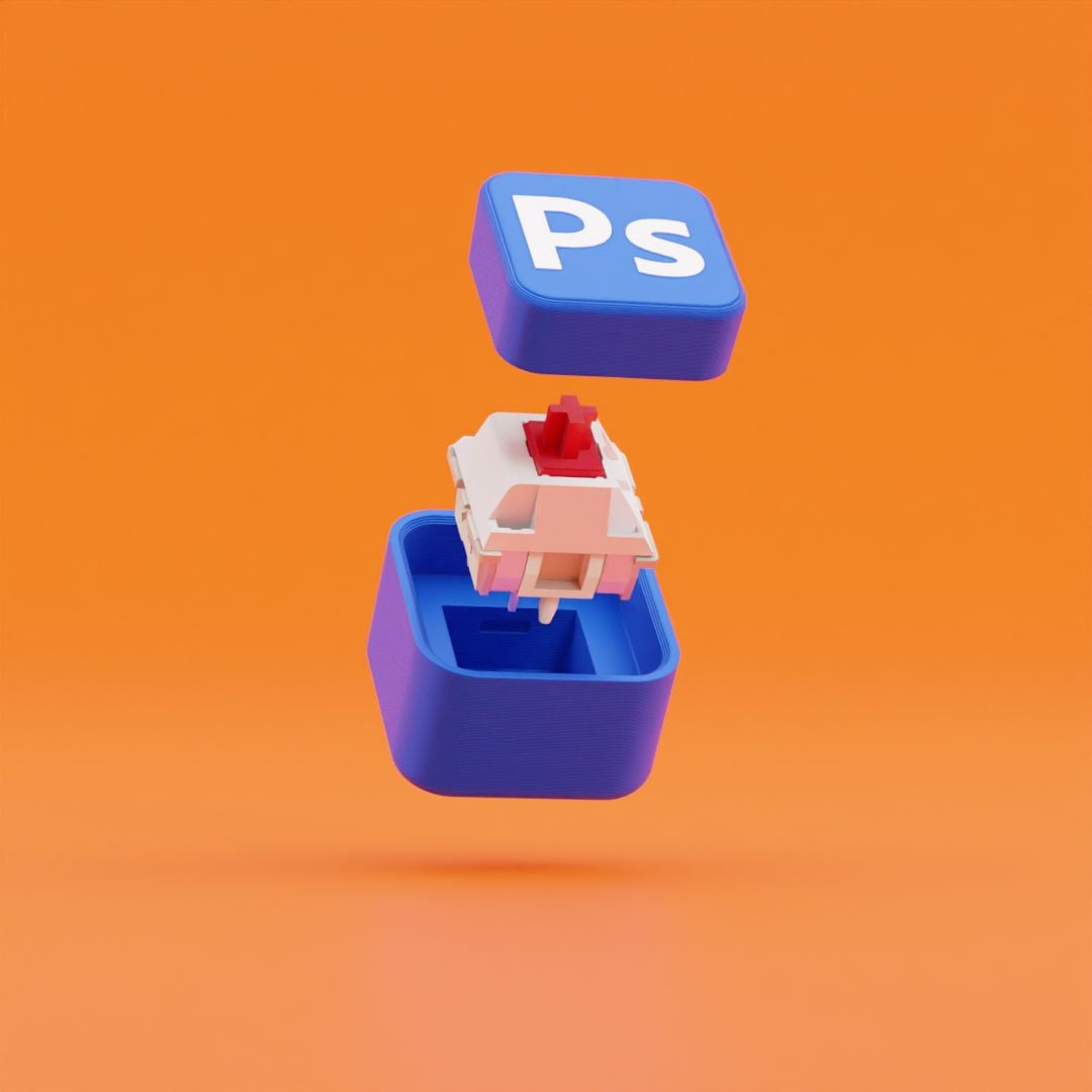 Adobe Photoshop Clicky Keychain - Keyboard Switch Keychain 3d model