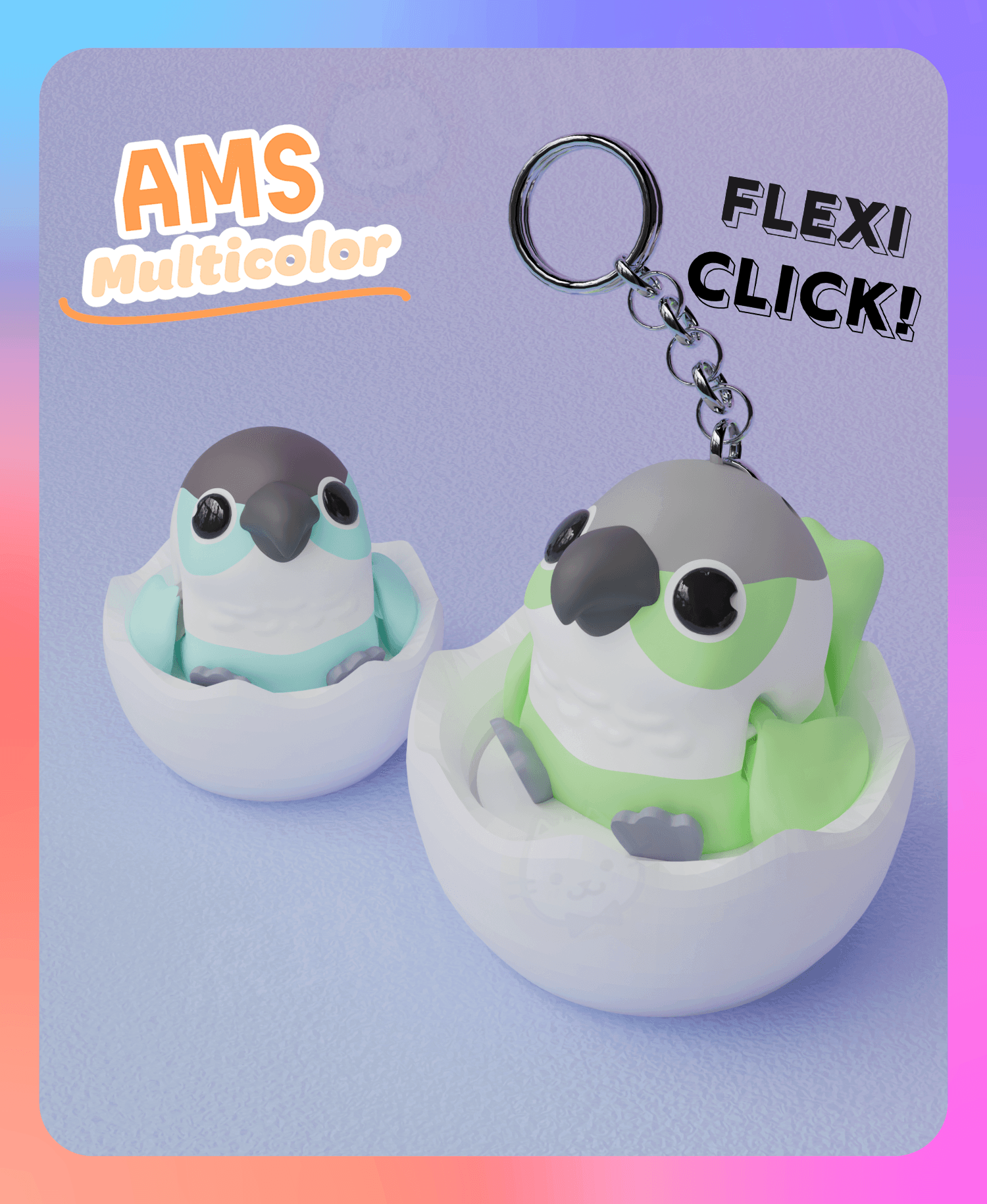 Flexi Clicker Green Cheeked Conure Parrot Keychain (Multicolor) 3d model