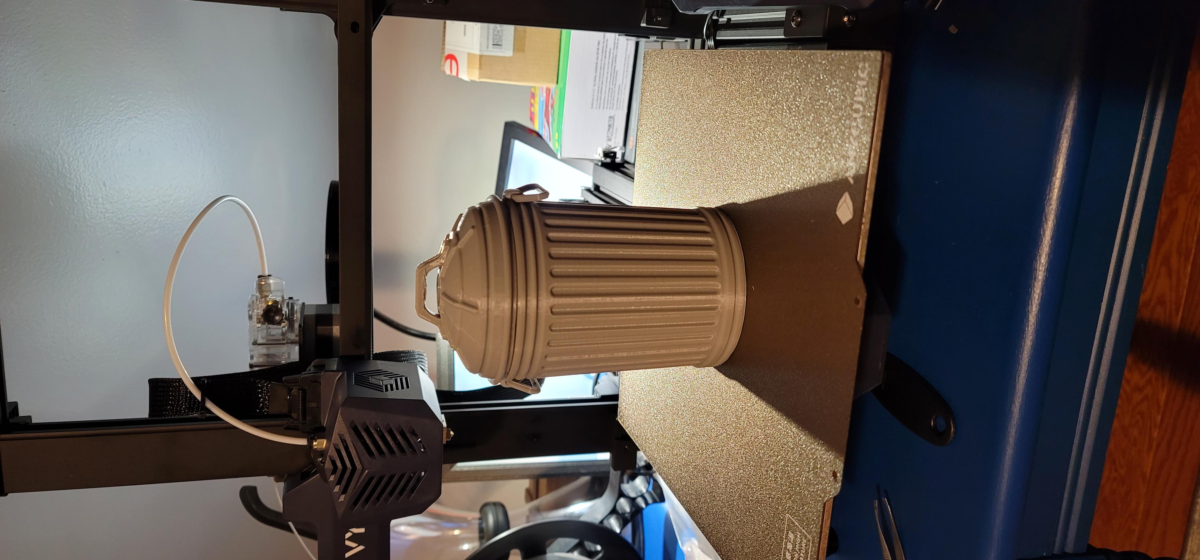 Metal Trash Can  - Just got started with 3d printing. I only have the color gray at the moment. I have been following you on tic toc and when i saw this i had to print it. It came out great and it is the longest print so far that i have done. - 3d model