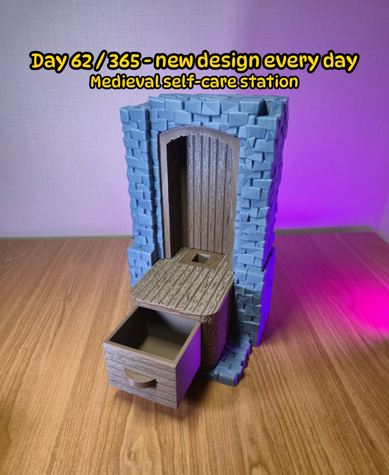 Medieval Self-Care Station with Tray and Drawer 3d model