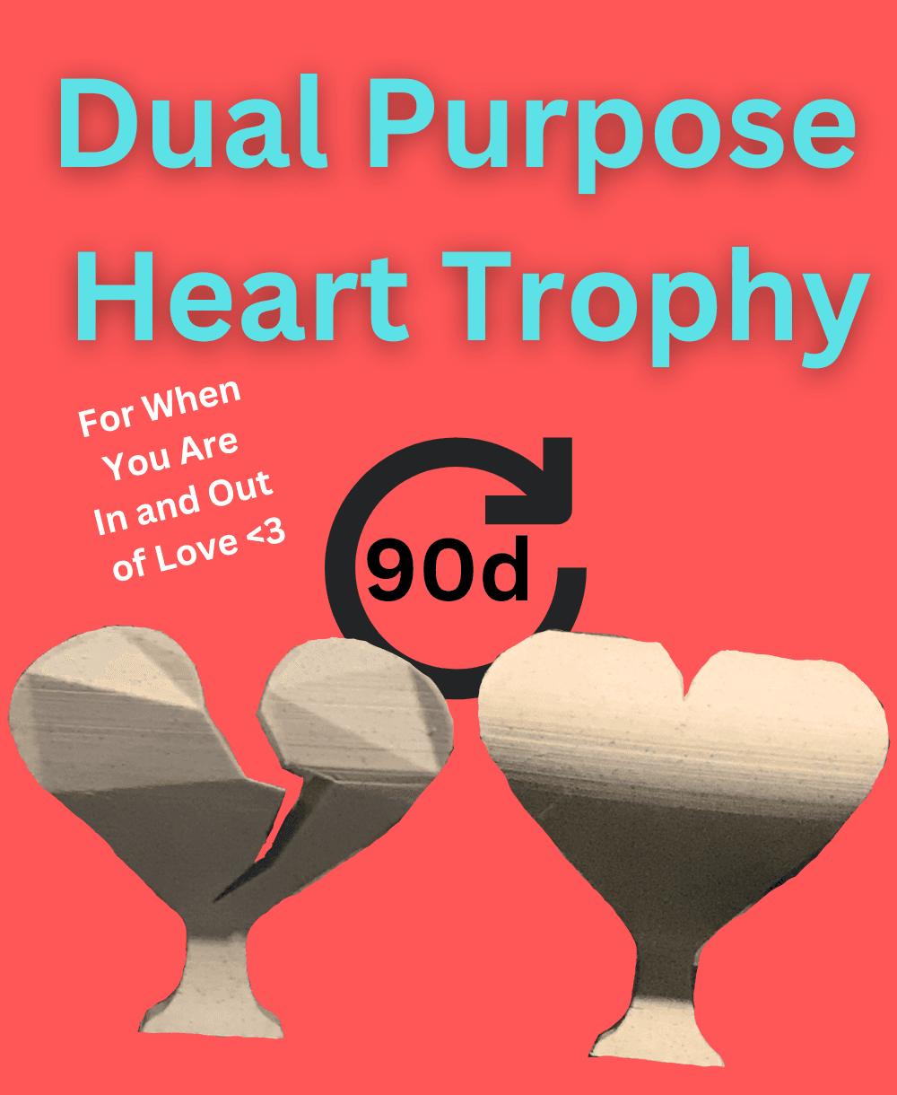 2 Sided Heart Trophy For When You Are In and Out of love <3 3d model
