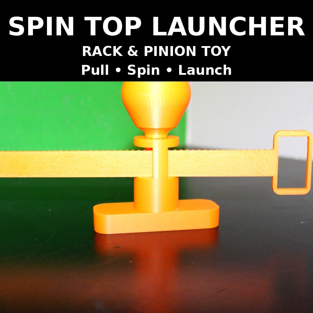 Spin Top Launcher Toy – Rack and Pinion Pull-to-Spin Mechanism 3d model