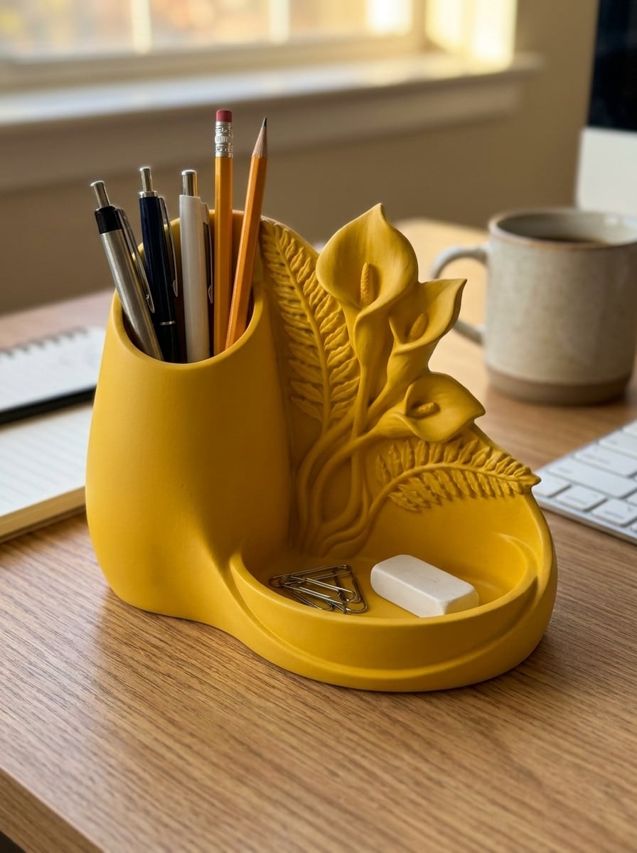 Botanical Calla Lily Desk Organizer & Stationery Catch-All Tray 3d model