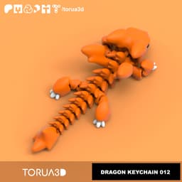 Articulated Dragon keychain 012 - print in place - no supports - free - 3mf - stl 3d model