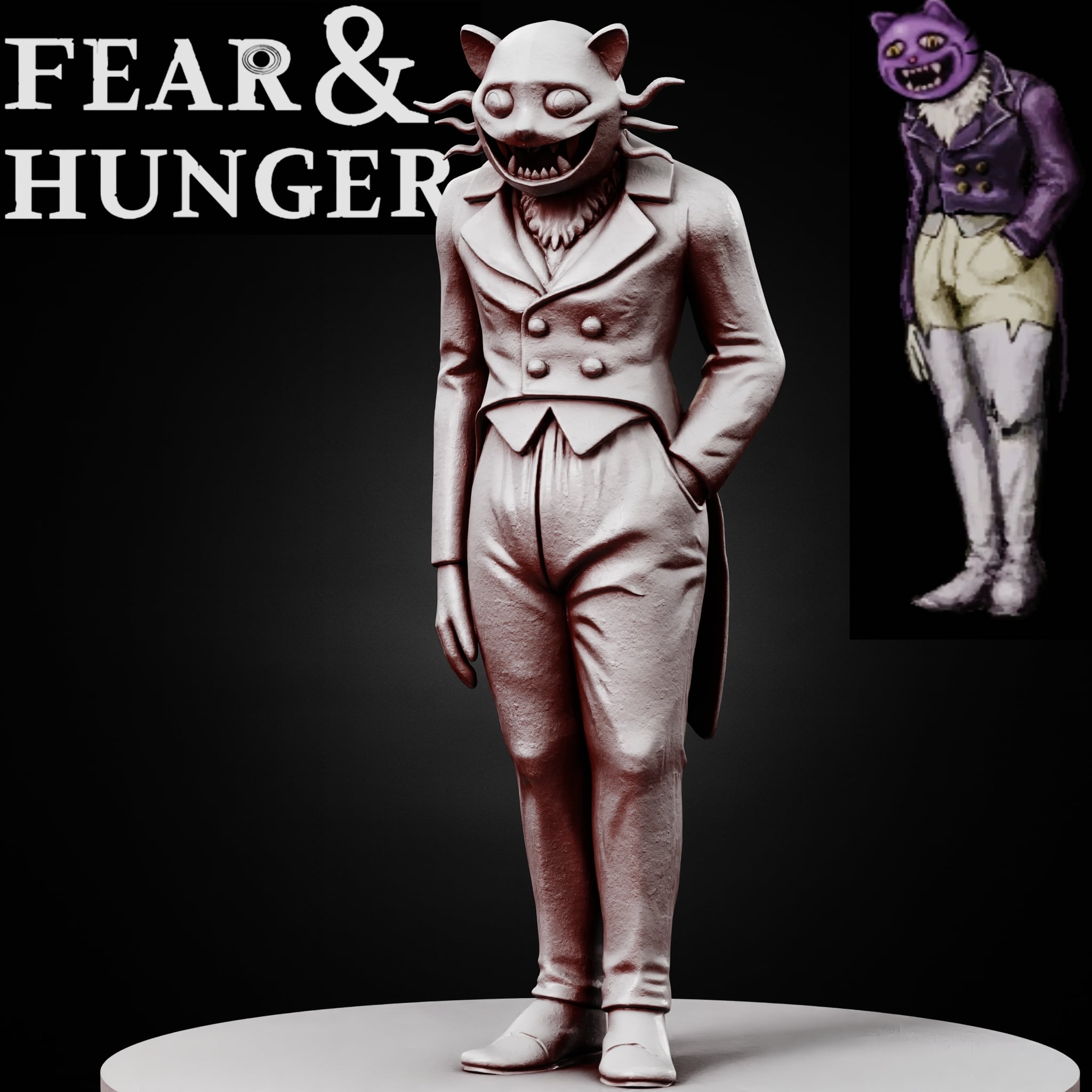 POCKETCAT Fear and Hunger tabletop D&D RPG miniature figurine – scale STL Fan Art 3d model