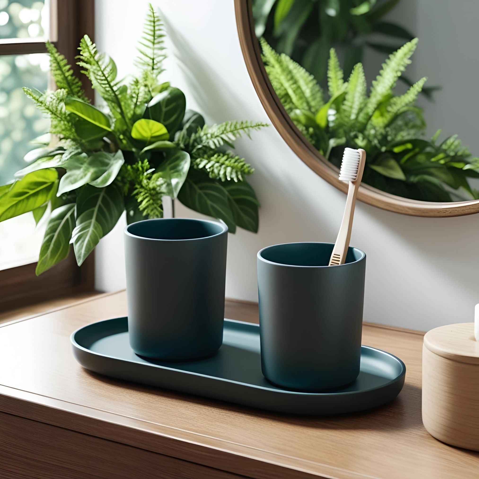 Minimalist Toothbrush Holder Set with Tray 3d model