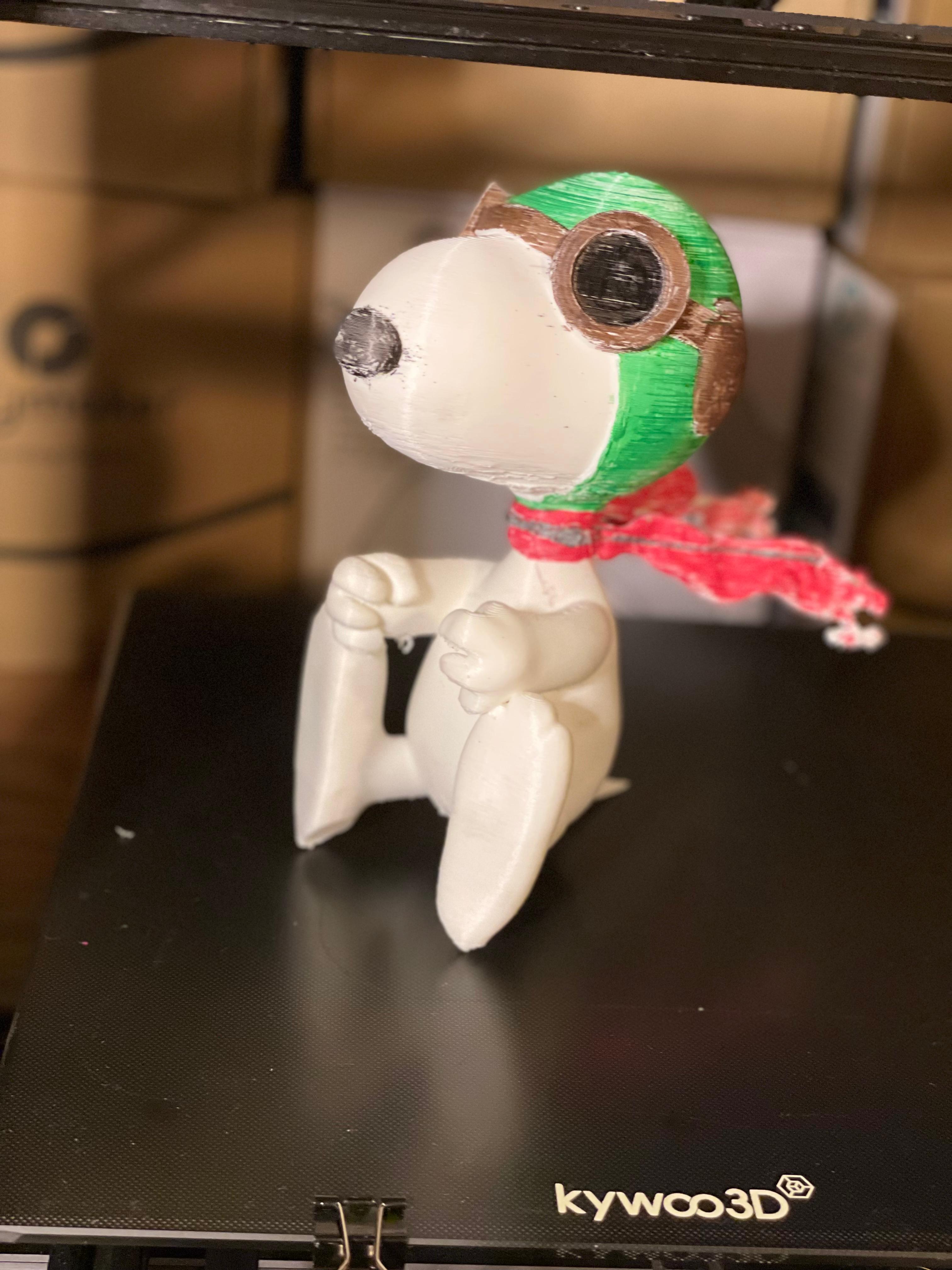 Pilot Snoopy  - Printed in Polymaker Polyterra White  - 3d model