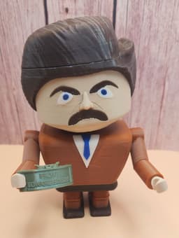 Ron Swanson Chunky Chibi | No support, No AMS, No glue 3d model