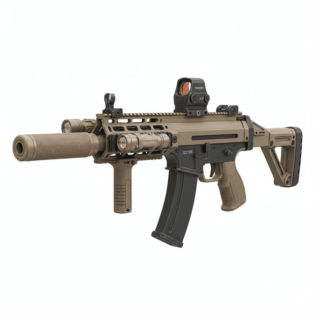 Gun MP7 Custom Tactical Defense Weapon 3d model