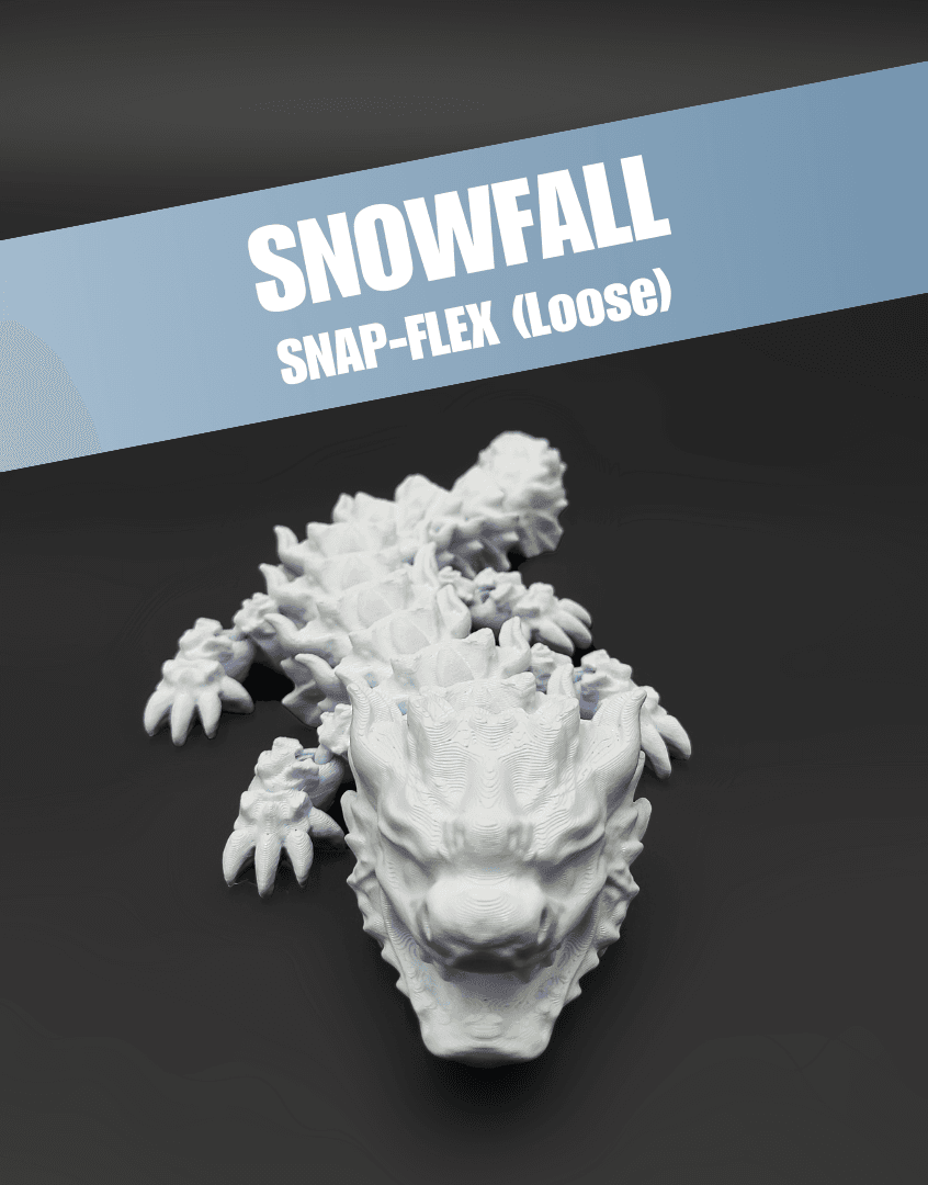 Snowfall, Winter Dragon Child - Articulated Dragon Snap-Flex Fidget (Loose Joints) 3d model
