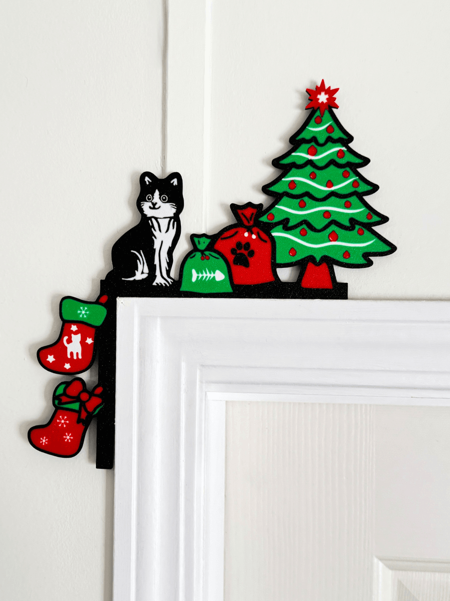 Christmas Holiday Cat Lover Door Corner Decor Holiday Cat Lover Christmas Home Decor 3d model