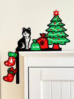 Christmas Holiday Cat Lover Door Corner Decor Holiday Cat Lover Christmas Home Decor 3d model