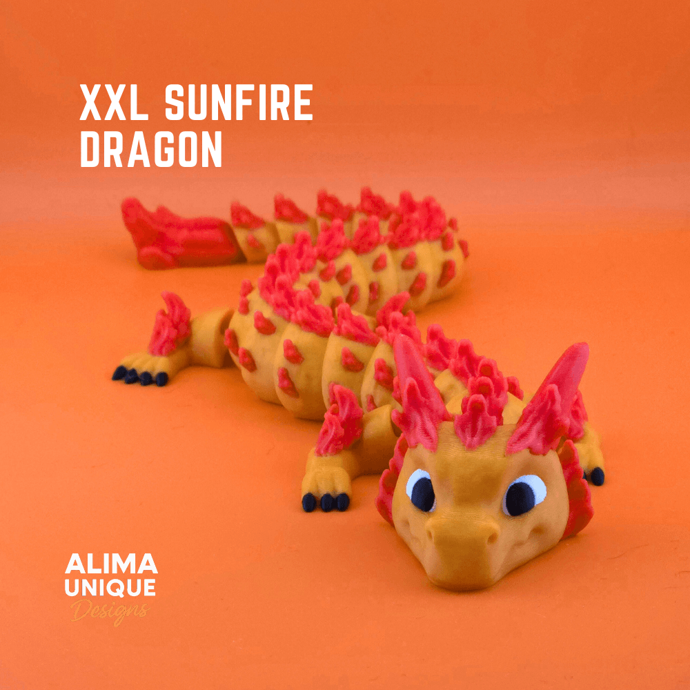 XXL Sunfire Dragon / Articulated Fidget Toy / Wingless 3d model