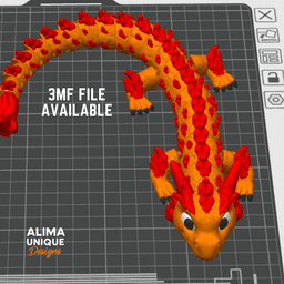 XXL Sunfire Dragon / Articulated Fidget Toy / Wingless 3d model