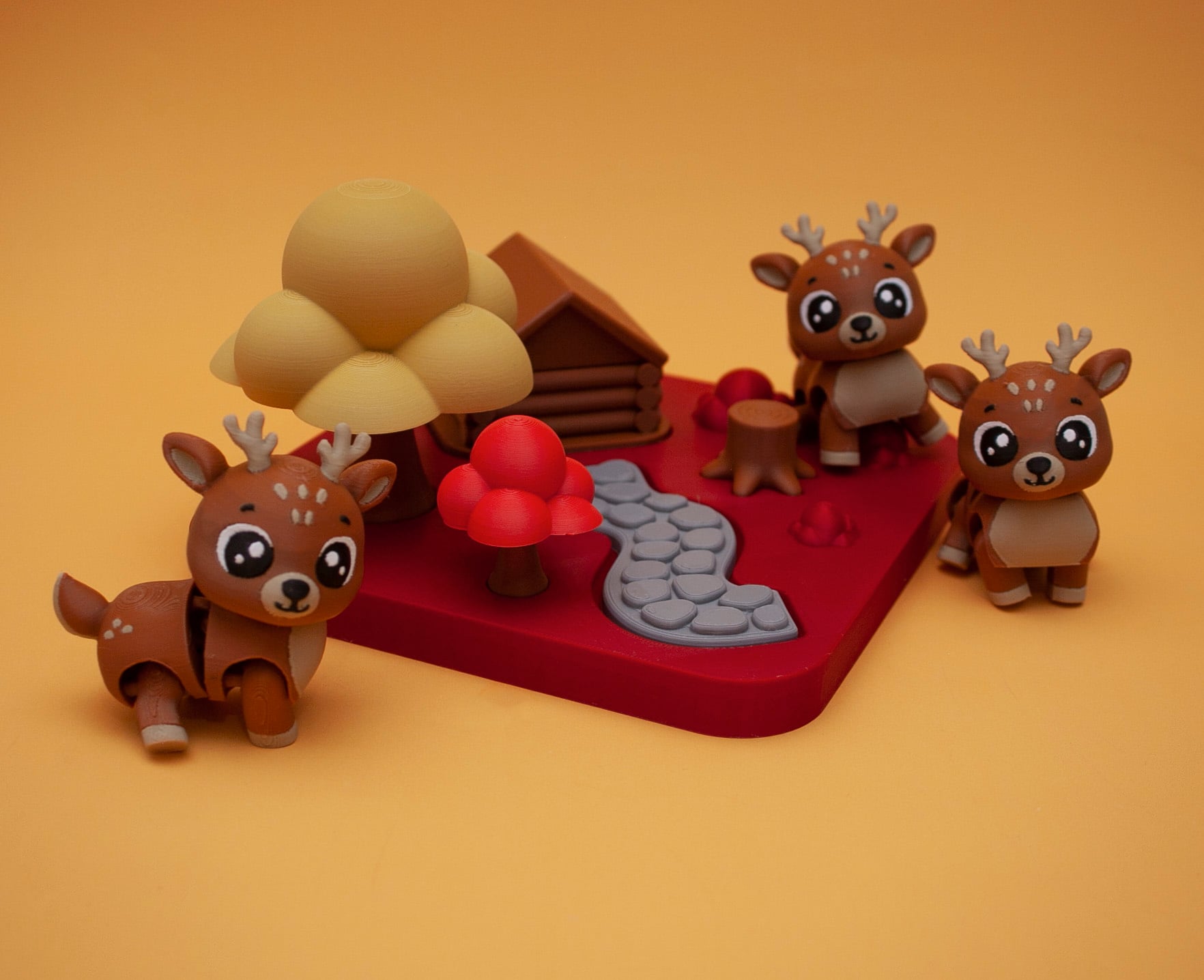 Deer Autumn Cabin 3d model