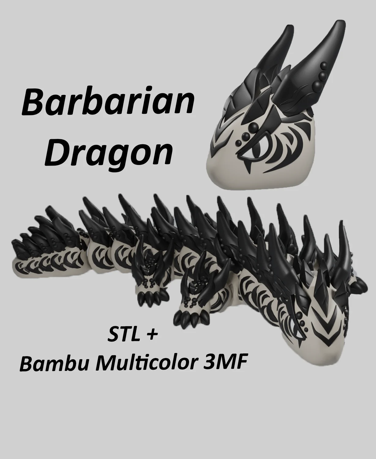 Barbarian Dragon - D&D Articulated Dragon Fidget Toy 3d model
