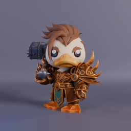 warrior duck with war hammer 3d model
