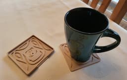 HAPPY DRAGON WOOD-FILL DRINKS COASTER SET 3d model