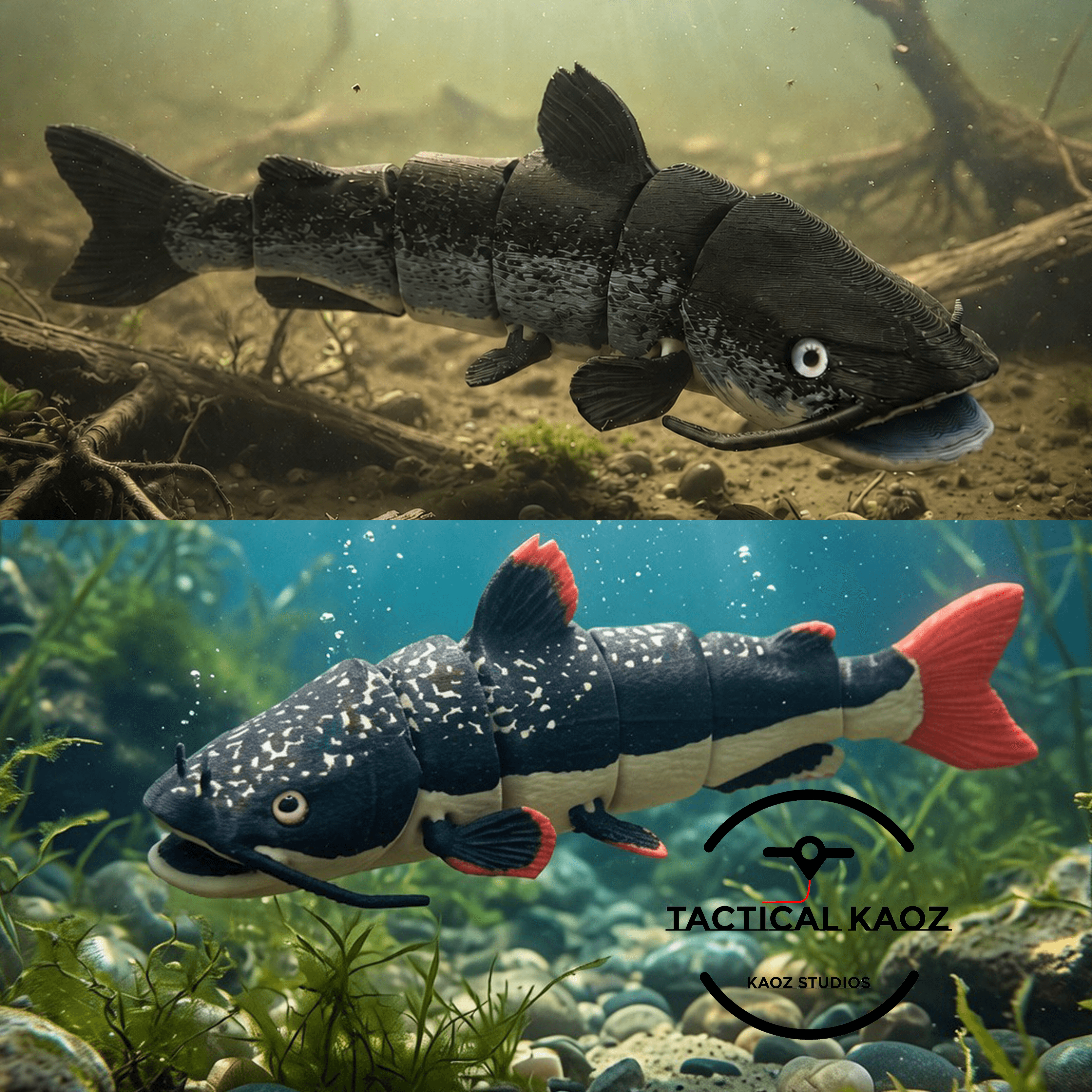 Catfish Flexy - Articulating Catfish Pre-Painted + Optional Glass Eyes 3d model