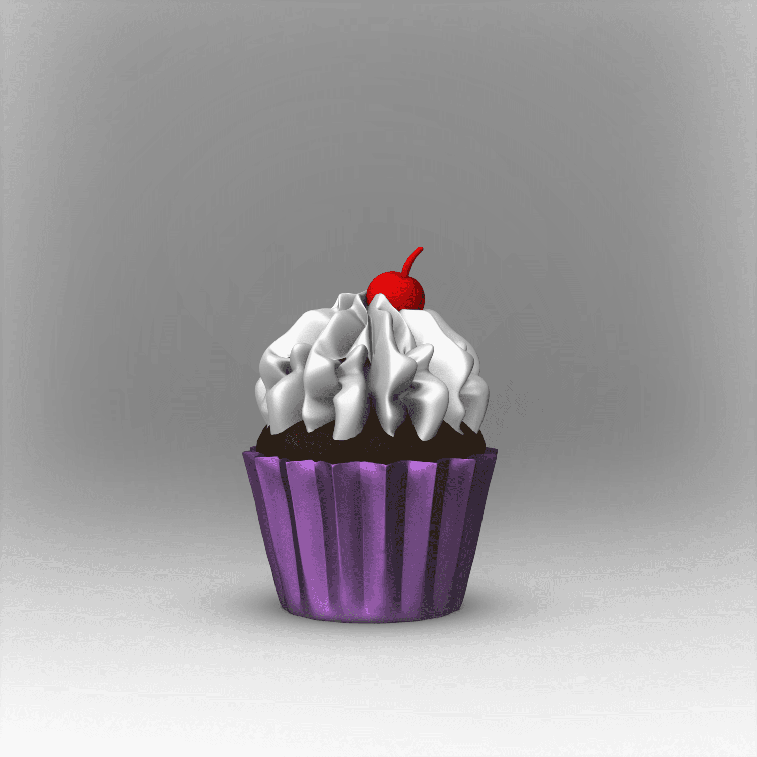 Cupcake with Fluff & Cherry +MMU Files 3d model