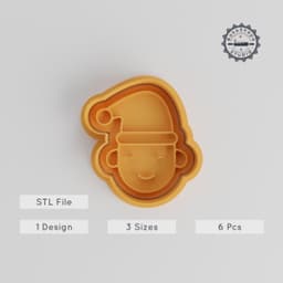 Santa Face Cutter & Stamp, Christmas Cookie & Fondant Tool Set, 6-Piece, S/M/L Sizes, Cheery Santa Design PRODUCT_4932 3d model