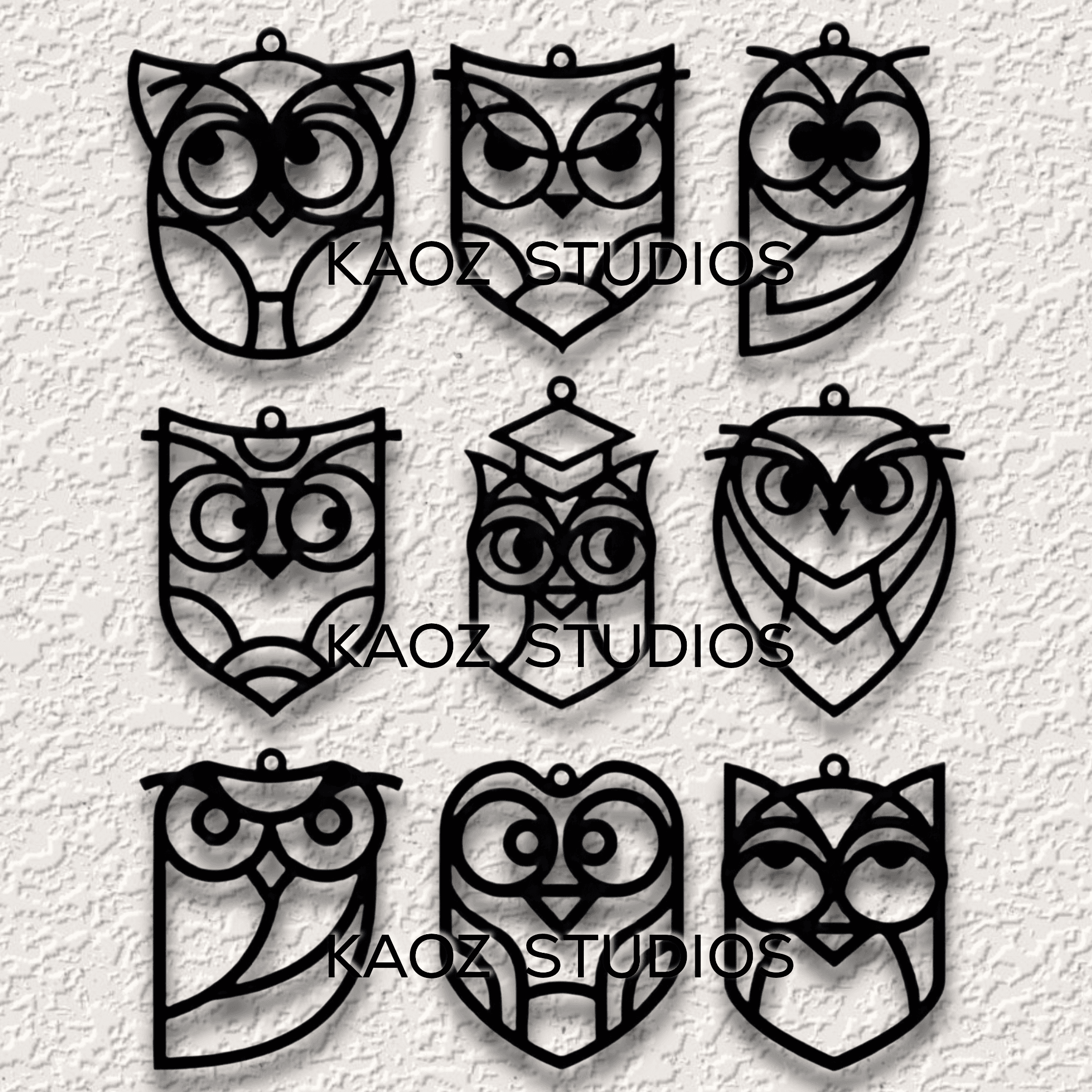 9 different owl pendants owl jewelry owls keychains 3d model