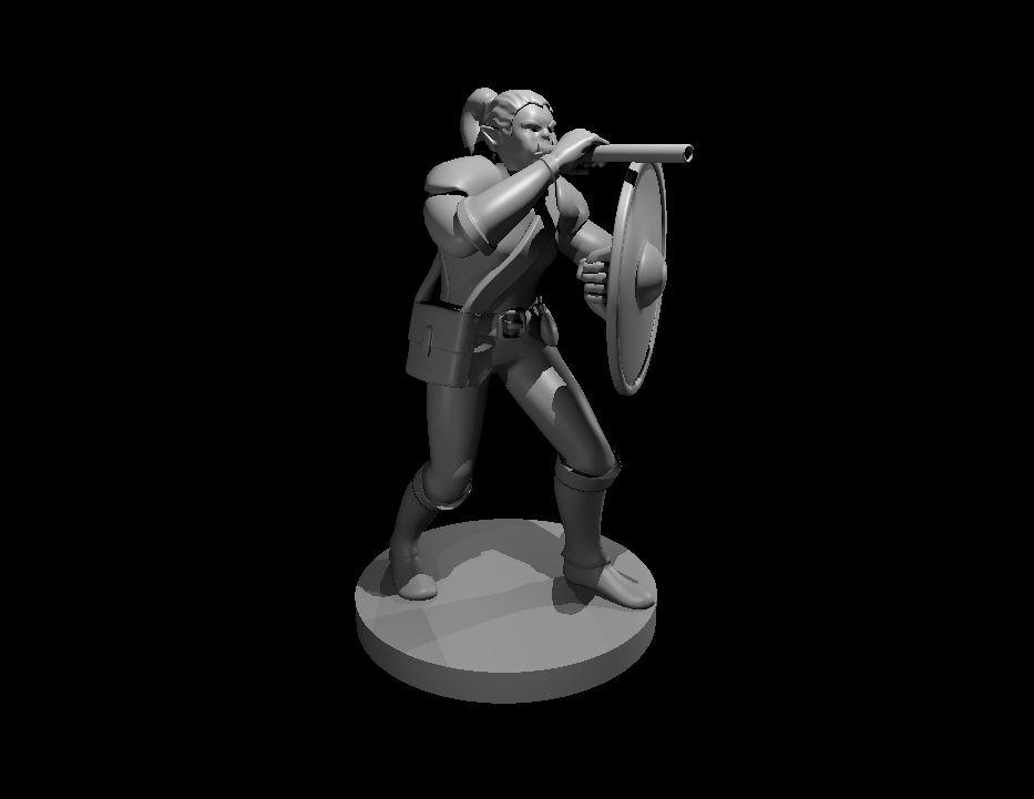 Half Orc Female with Gong and Blowgun - Half Orc Female Bard with Gong and Blowgun - 3d model render - D&D - 3d model