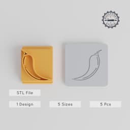 Chili Pepper Stamp Tile Set, 5 Sizes, Perfect for Clay, Cookies, Fondant & Soft Materials PRODUCT_1775 3d model