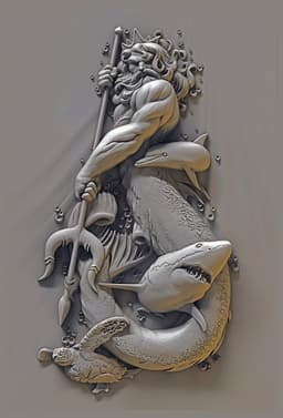 Poseidon God of the Sea Lithophane 3d model