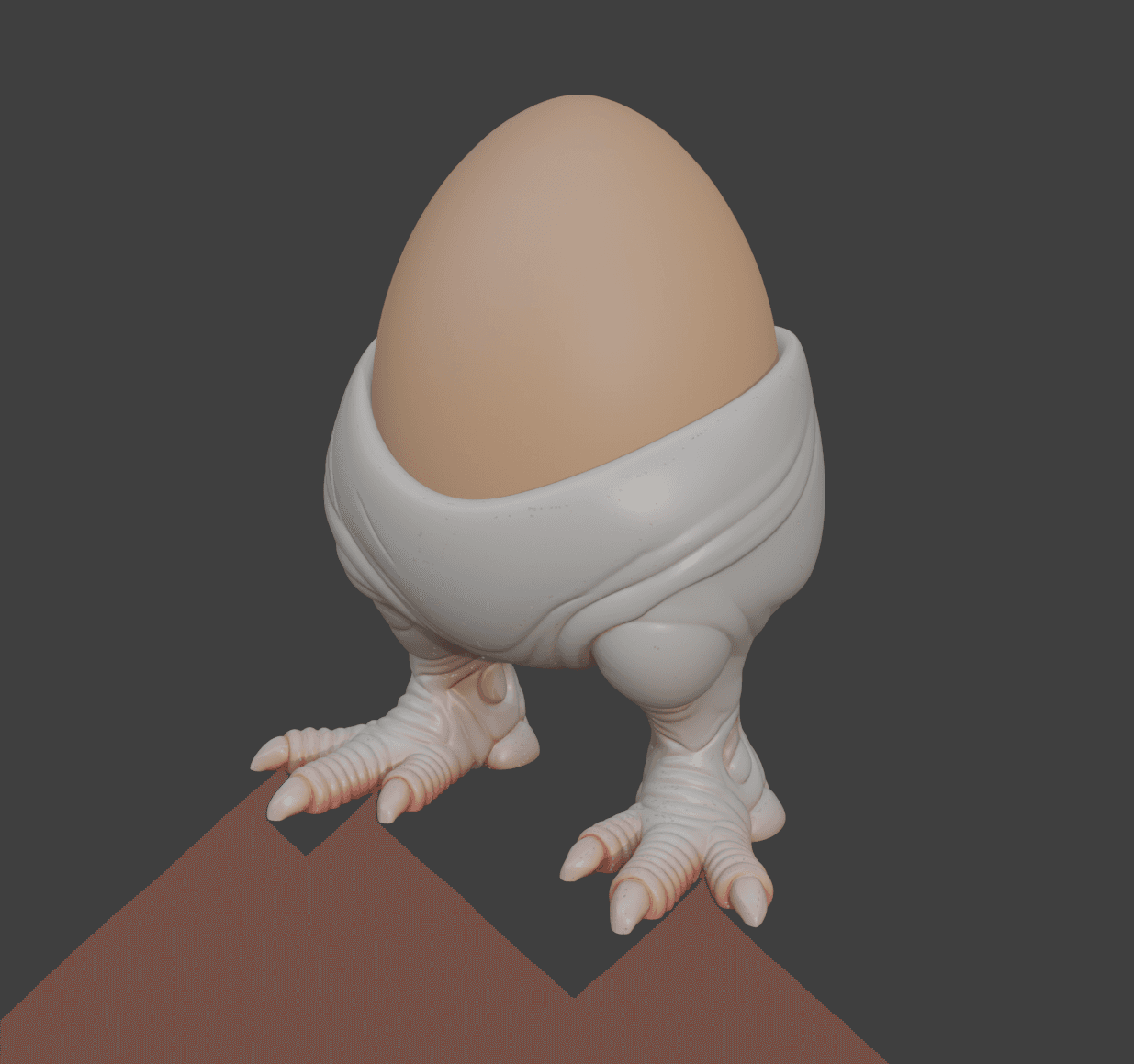 Fat Imp Halloween Egg Holder – Creepy Cute Egg Cup with Demon Feet 3d model