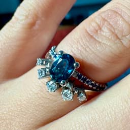 Double Ring Set – Engagement Ring + Curved Wedding Band for Round Center Stone 3d model