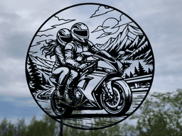 Motorcycle Couple Adventure 2D Wall Art.stl 3d model