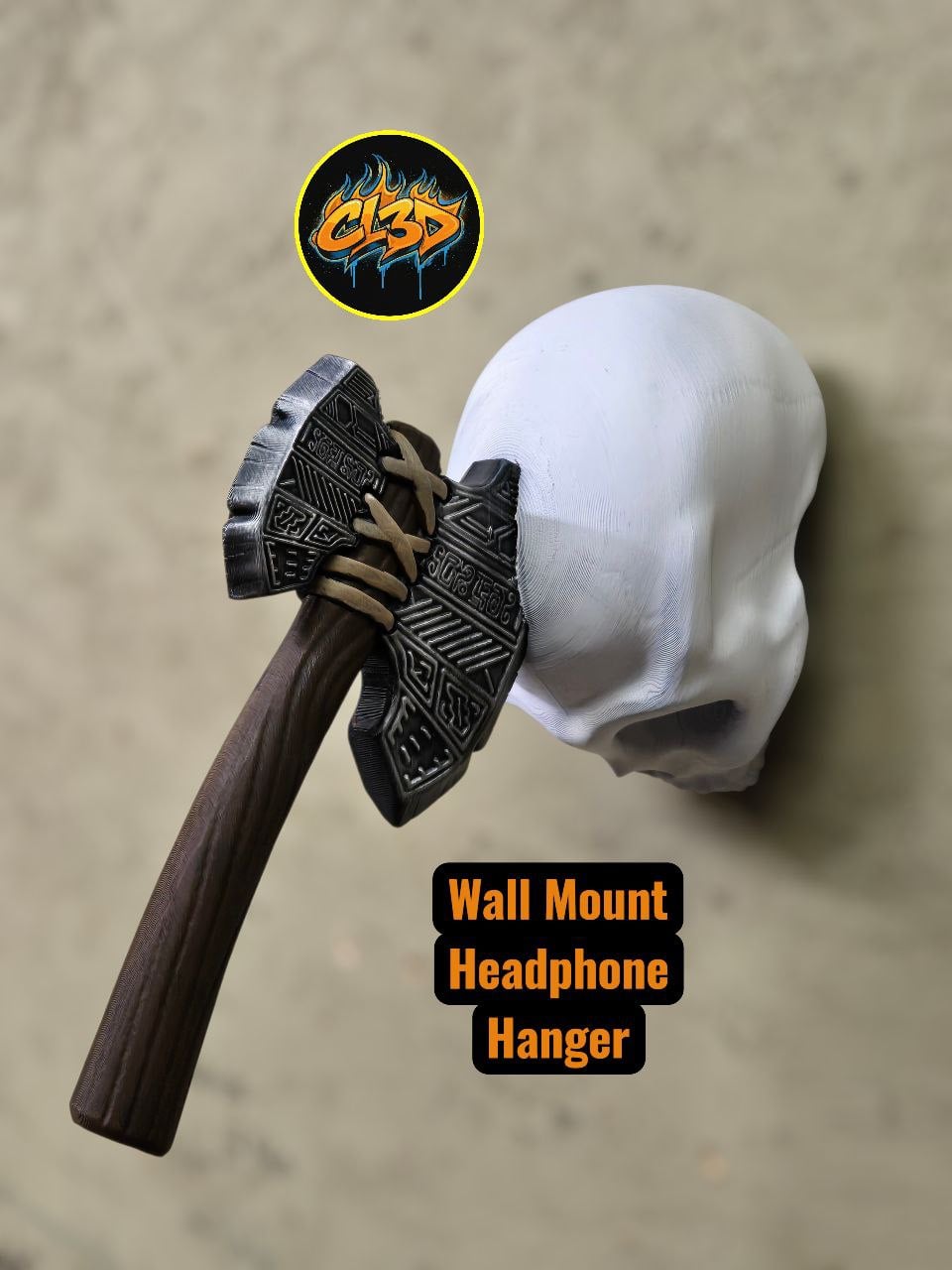 Aztec Axe Headphone Hanger - Wall Mounted 3d model