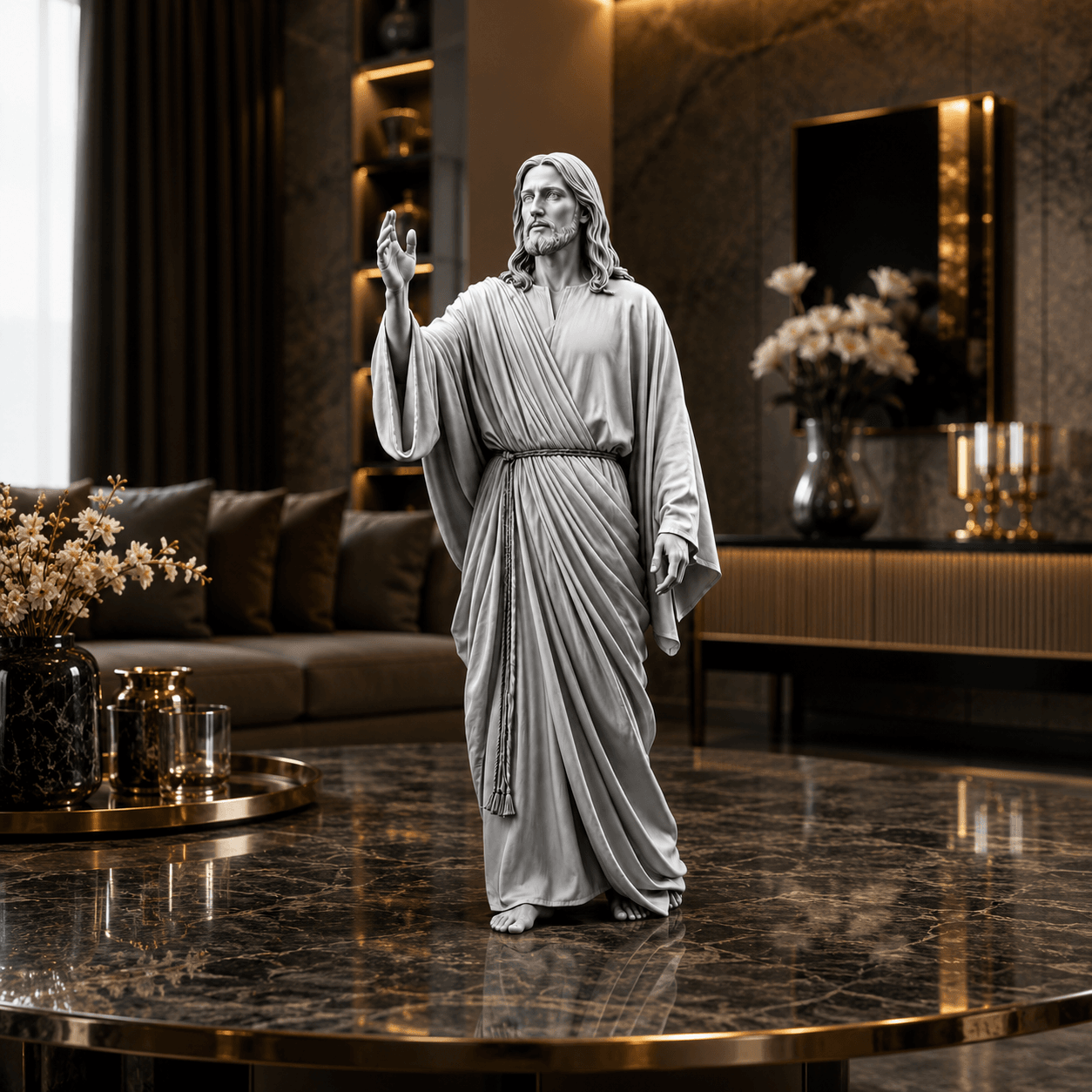 Free Jesus Blessing Statue STL – Christian Prayer Sculpture 3D Print 3d model