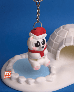 Cute articulated christmas polar bear - Poli 3d model