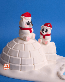 Cute articulated christmas polar bear - Poli 3d model