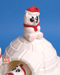 Cute articulated christmas polar bear - Poli 3d model