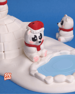 Cute articulated christmas polar bear - Poli 3d model