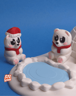 Cute articulated christmas polar bear - Poli 3d model