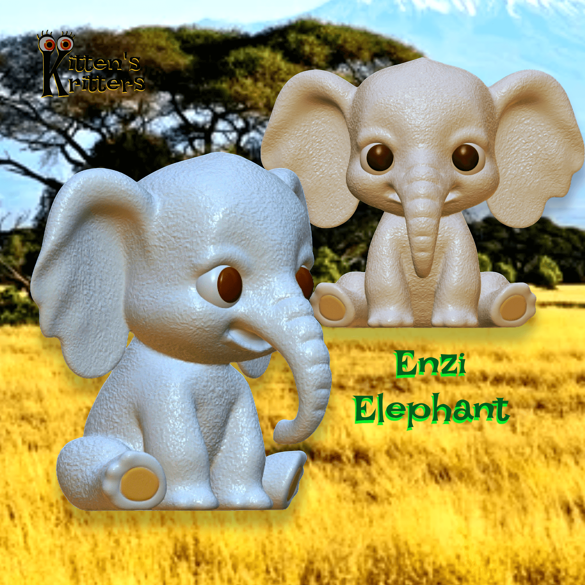 Baby Elephant Figurine African Safari Decor 3d model