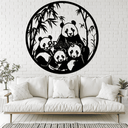 Panda Family in Bamboo Forest 2D Wall Art/Window Art 3d model