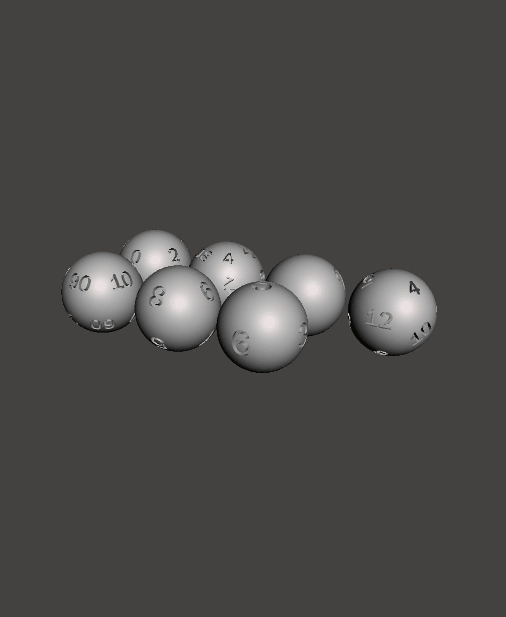 Spherical Dice Set 3d model